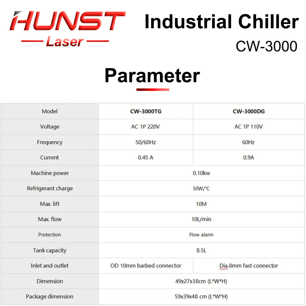 HUNST S & A CW3000 مبرد المياه - مراجعة Laser Engraver 40W Co2 وسعره