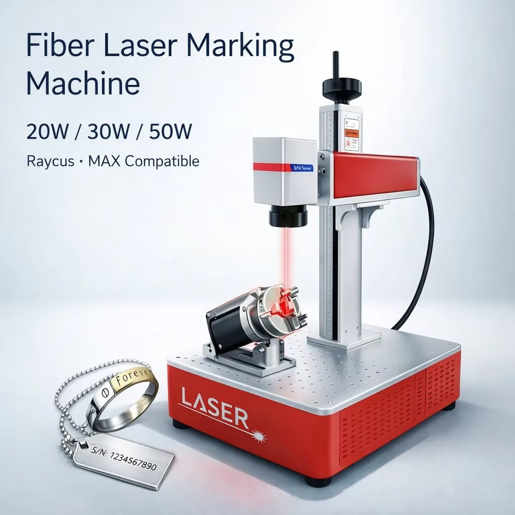 ماكينة نقش بالليزر على سطح الم - مراجعة Fiber Laser Marking 30W Jewelry وسعره